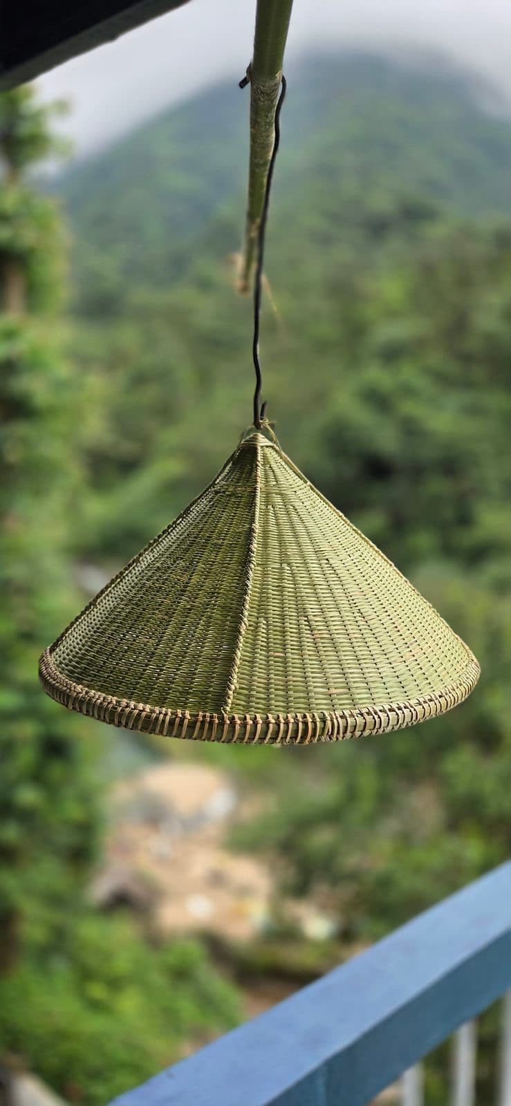 Wide conical handwoven bamboo sun hat
